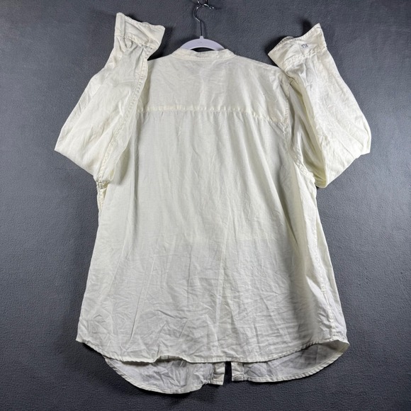 Lauren Ralph Lauren Women 1X Cream Linen Pintuck Band Collar Button Up Shirt LRL - Picture 5 of 7